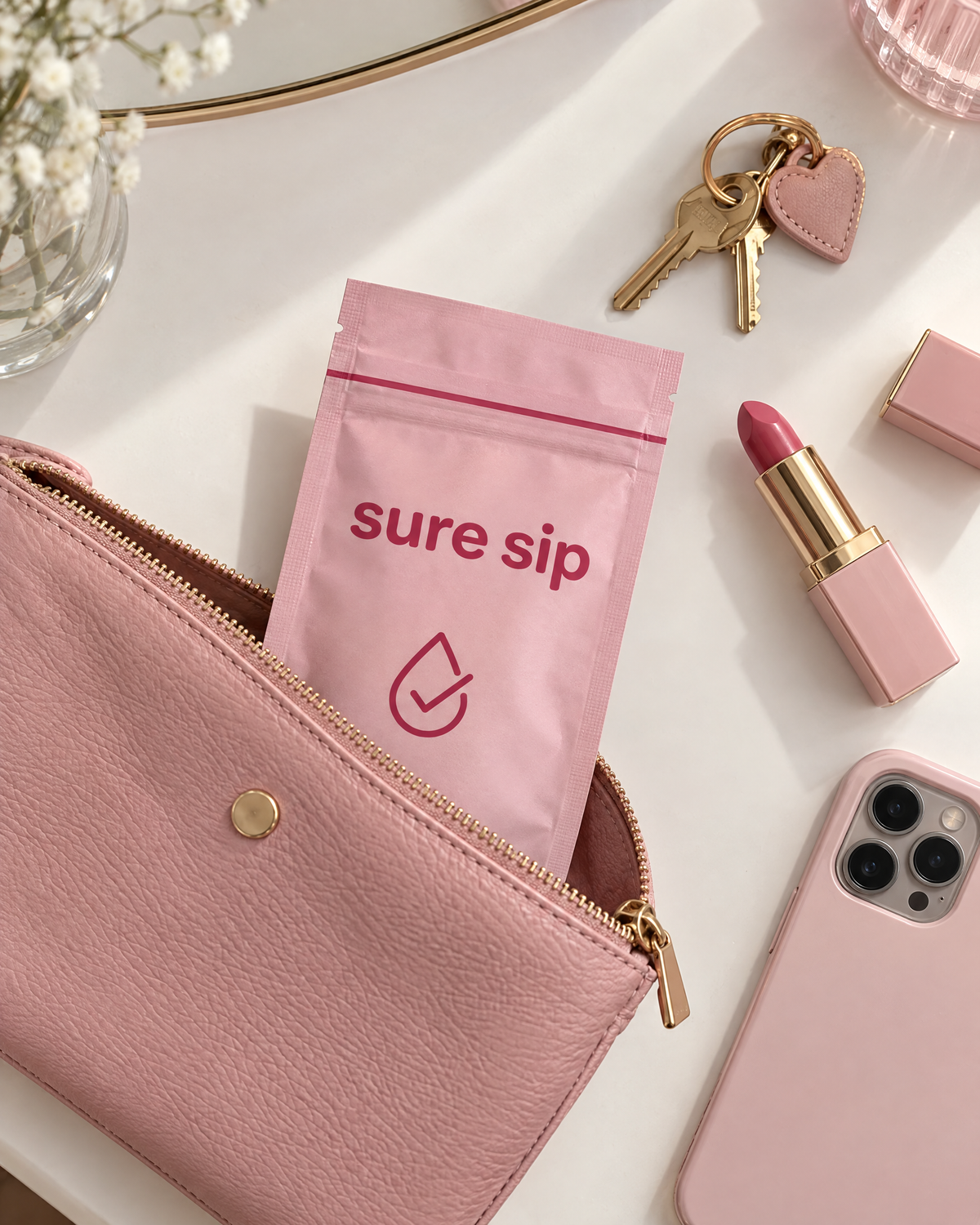 Sure Sip pouch in a purse